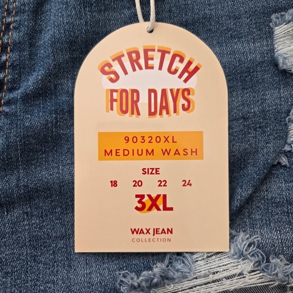 Wax Jean Stretch for Days Cuffed Distressed medium wash Shorts. Size 3XL. New. - Picture 8 of 8